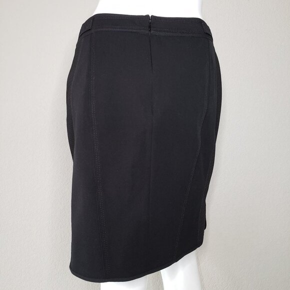 WHBM | Classic Black Mesh Side Panel Cotton Stretch Work Pencil Skirt Women's 6 - Picture 3 of 8
